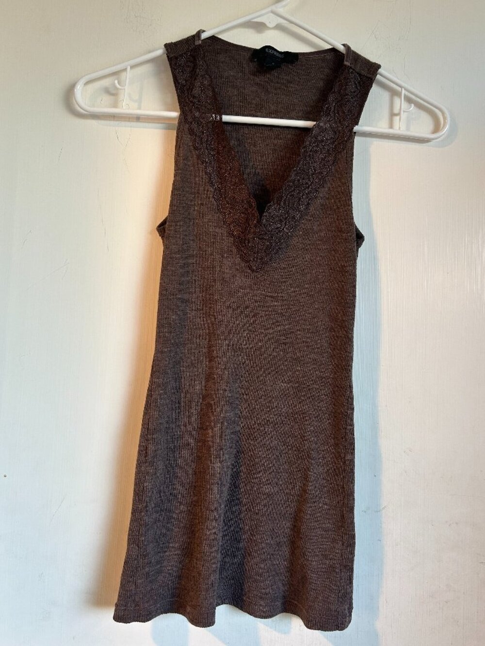 Express - Brown V Neck Tank Top